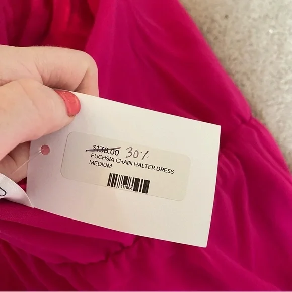ASTR The Label Quinta Chain Halter Satin Dress Fuchsia M NWT - Picture 8 of 8
